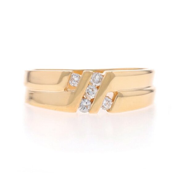 Yellow Gold Diamond Men's Wedding Band - 14k Round .15ctw Channel Set Ring